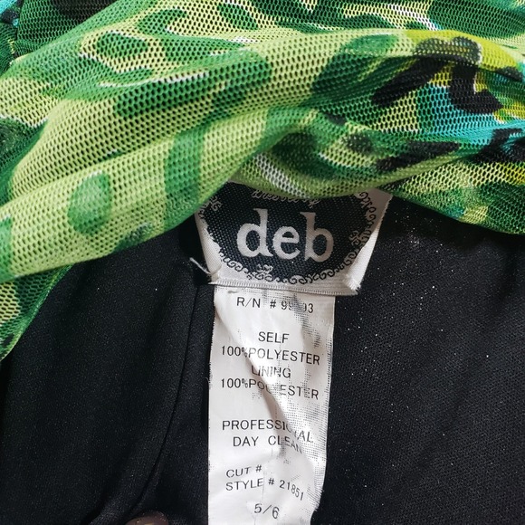 Deb Green Abstract Print Strapless Jewel Embellished Prom Gown - Picture 2 of 6